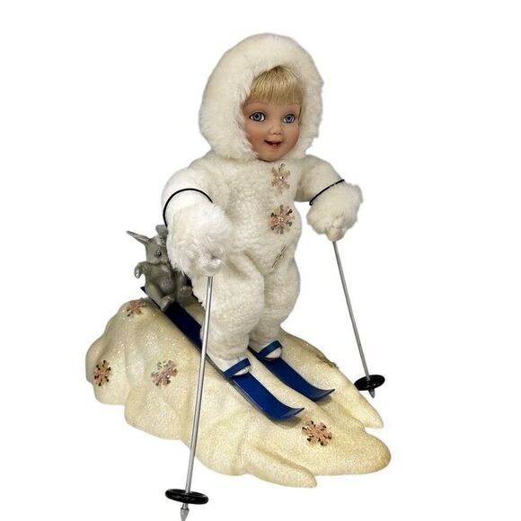 Ashton Drake Galleries "Slip Slidin" SnowBaby Doll Figure Cream OS Porcelain - Picture 2 of 7
